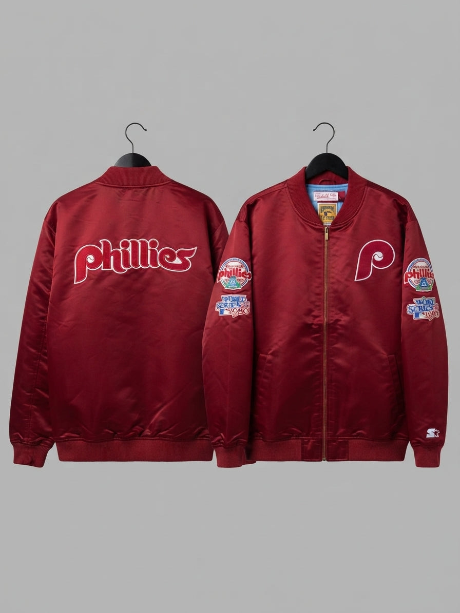 Mitchell & Ness Phillies Satin Bomber Jacket