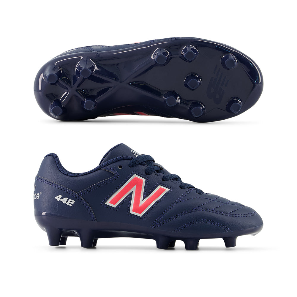 New Balance 442 Academy FG v2 Soccer Cleat Youth (Wide) - Navy/Red
