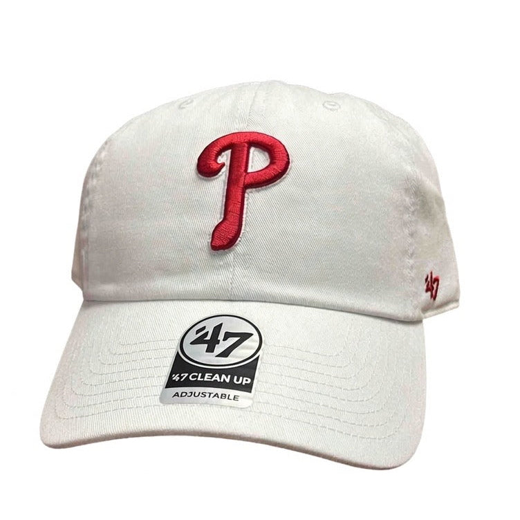 '47 Brand Philadelphia Phillies Clean Up Standard Logo Hat (White) - One Size