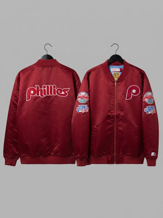 Mitchell & Ness Phillies Satin Bomber Jacket