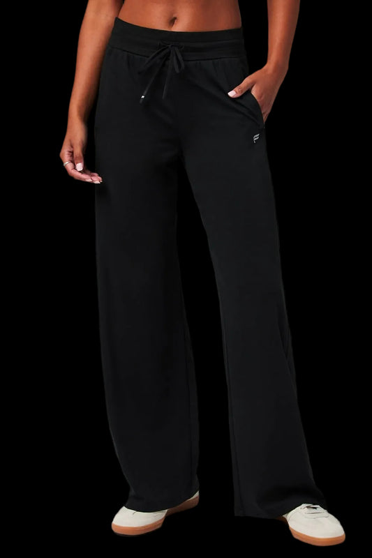 Fabletics Womens Cloud Jersey Wide Leg Pant - Black