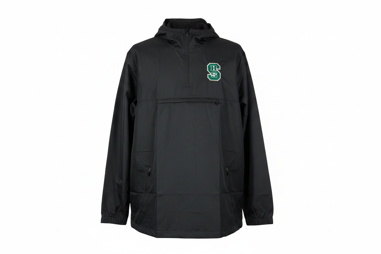 Black Half-Zip Jacket White Background