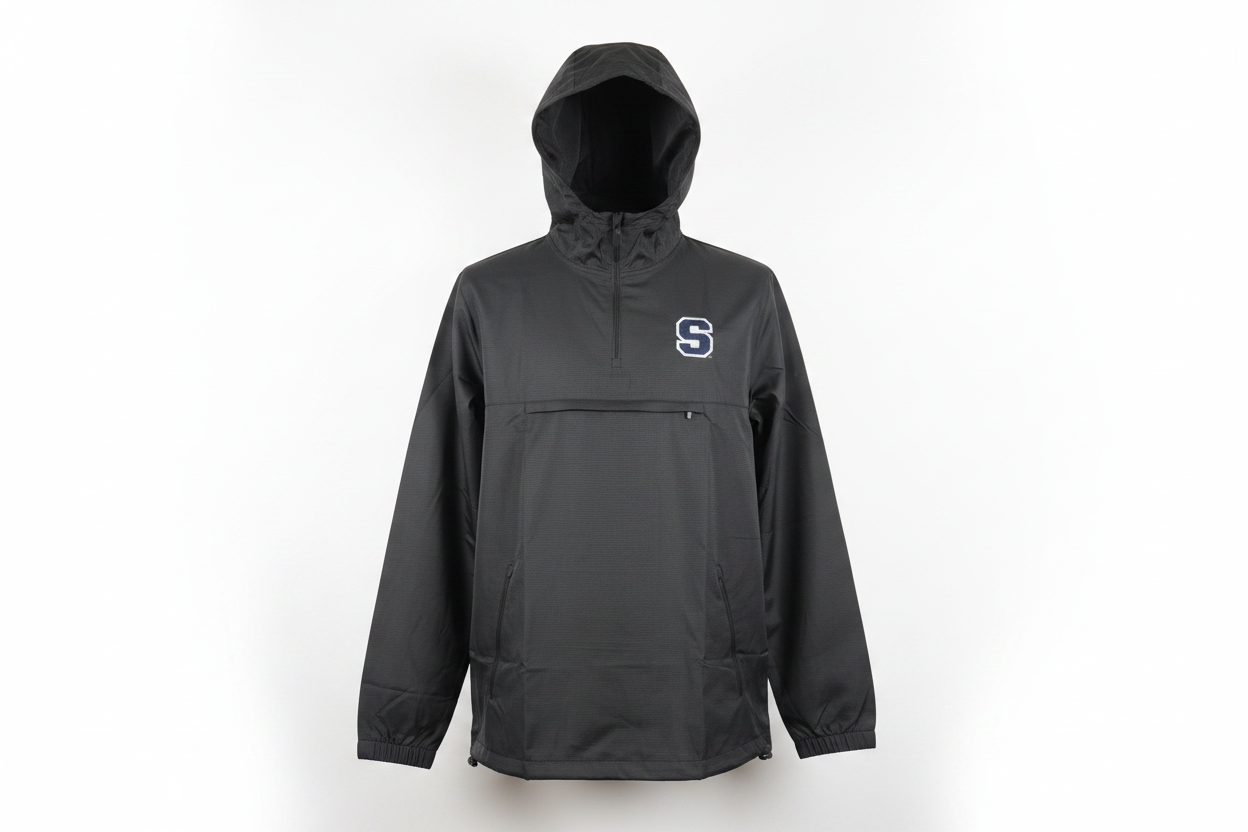 Black Quarter-Zip Hooded Jacket