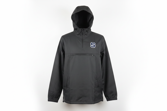 Black Quarter-Zip Hooded Jacket