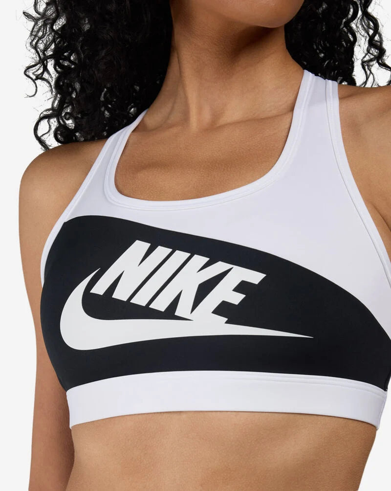 Nike Swoosh Medium-Support Padded Sports Bra - Black/White